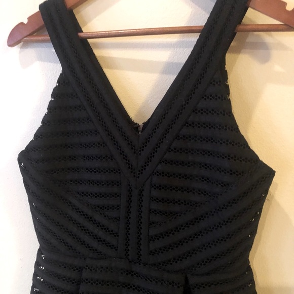 Black Striped Mesh Fit and Flare Dress - Picture 5 of 6